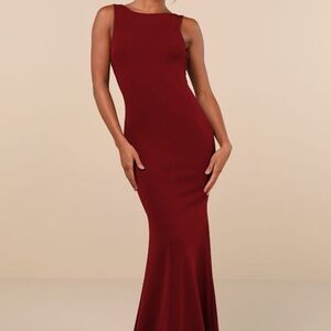 Love In Your Eyes Wine Red Knotted Mermaid Maxi Dress